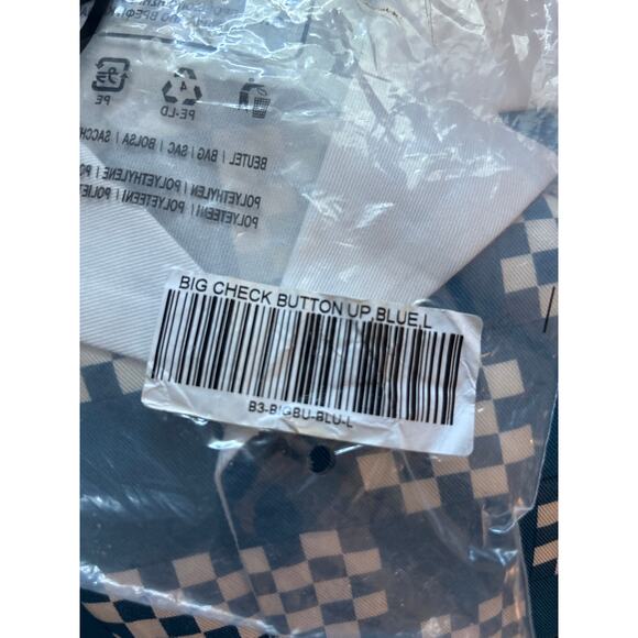 Bogey Boys Men's Blue Big Check Button Front Golf Retro Look Shirt L Large New - Picture 7 of 7